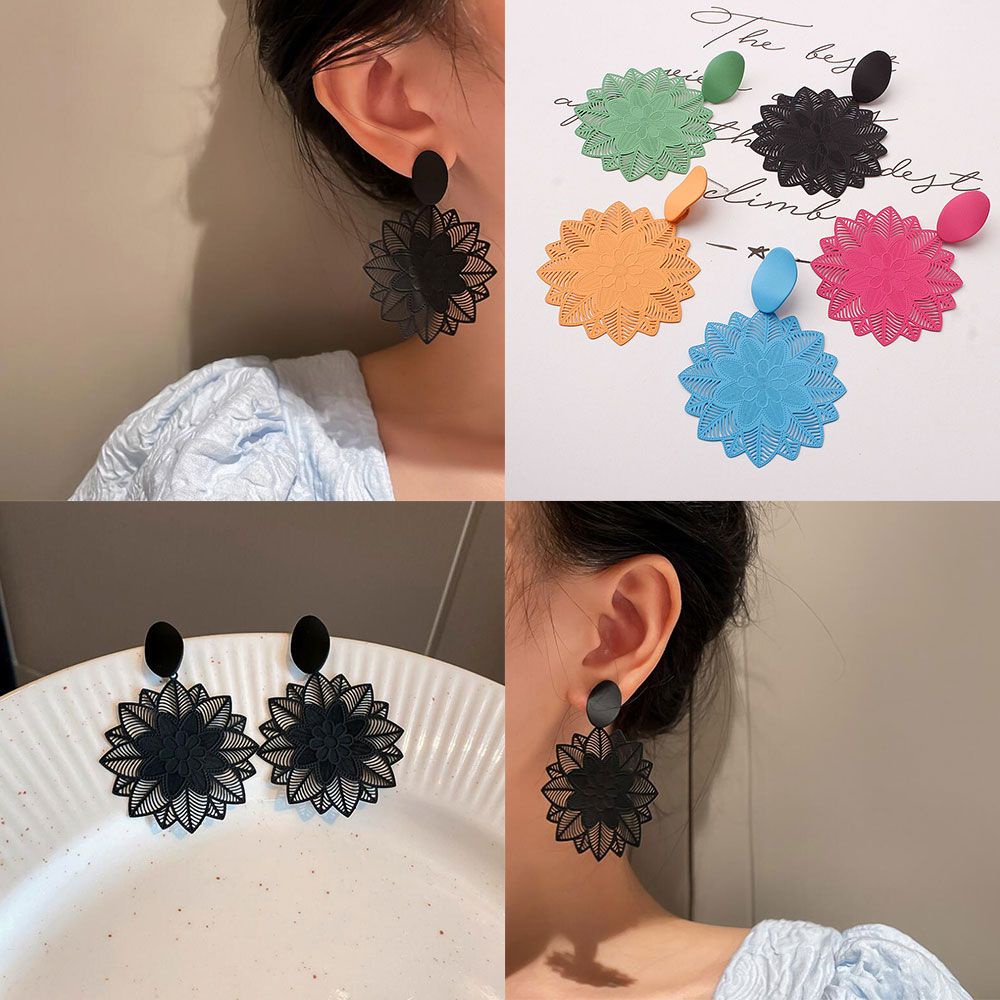 Bông tai họa tiết hoa rỗng phong cách gothic mới MIHAN1