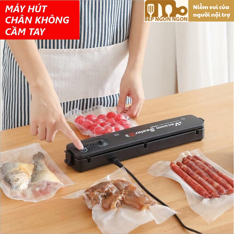 Máy hút chân không cầm tay Vacuum Sealer công suất lớn hàn miệng túi mini_BEP NGON NGON