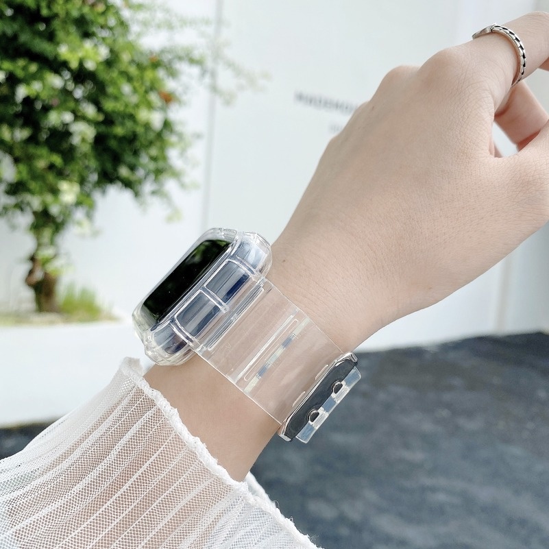 Dây Đeo Trong Suốt Cho Đồng Hồ Thông Minh Apple Watch Series 7 6 5 4 3 2 1 SE Band 38mm 40mm 41mm 42mm 44mm