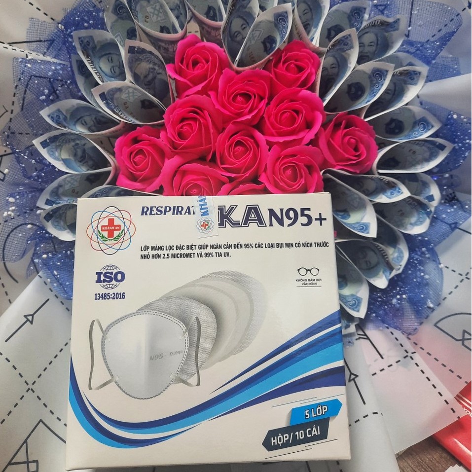 Khẩu trang y tế 5 lớp Khánh An KA N95+ kháng khuẩn màng lọc ngăn 95% bụi mịn nhỏ hơn 2.5 micromet và 99% tia UV