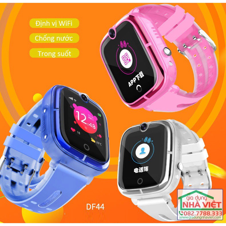 {Gọi Video Call} Đồng hồ thông minh định vị DF44 trẻ em LẮP SIM-l -định vị bằng wifi- chống nước -camera cảm