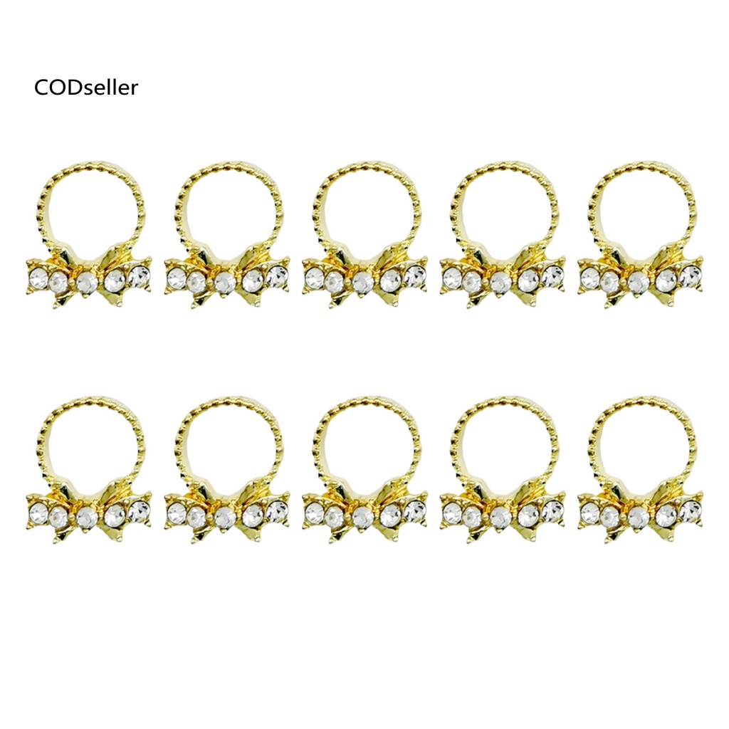 Set 10 Phụ Kiện Trang Trí Móng 3D Bằng Kim Loại Sáng Bóng