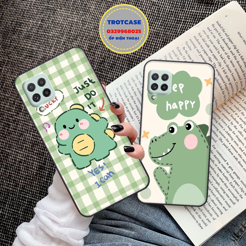 Ốp lưng điện thoại Samsung A22 4G - Samsung A22 5G - Samsung A12 - in hình chú khủng long dino xanh nhiều sắc thái