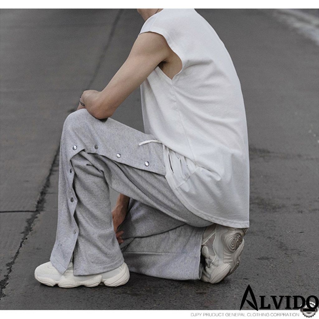 Quần ống rộng nam thể thao Sanvadio-khuy nút-2 màu ĐEN/XÁM QD45