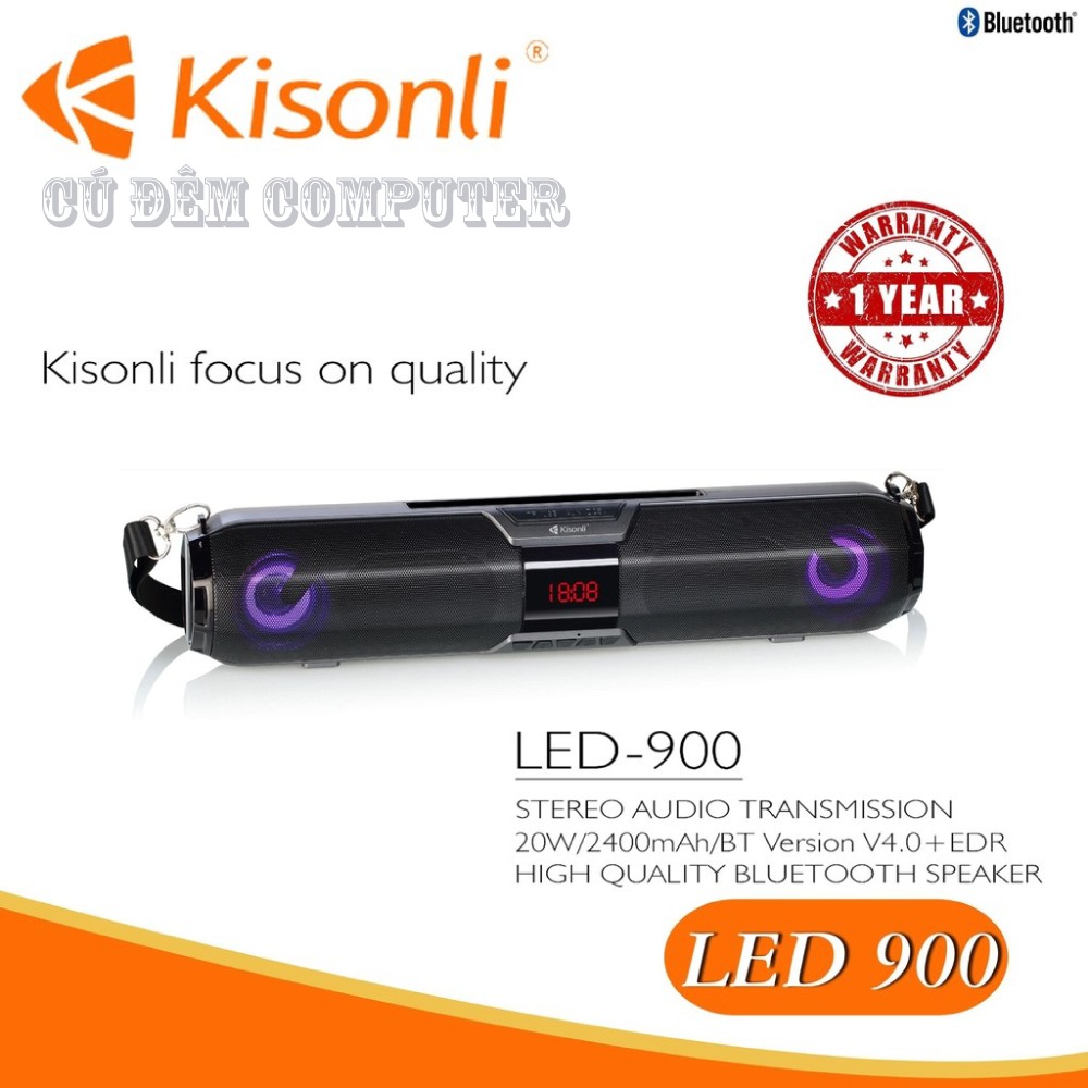 Loa Bluetooth Kisonli LED 900 - có đèn LED RGB - đa chức năng Tích hợp Bluetooth-FM-USB-Thẻ nhớ, BH chính hãng