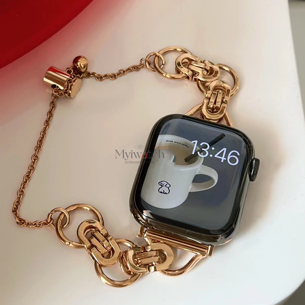 Dây Đeo Đồng Hồ Bằng Thép Sang Trọng 41mm 45mm 44 40 38 mm Cho iwatch series 8 7 6 SE 5 4 3