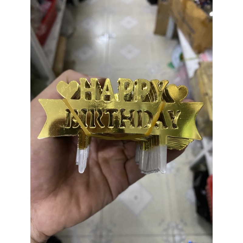 [Freeship] Combo 100 cắm nhựa happybirthday trang trí bánh kem
