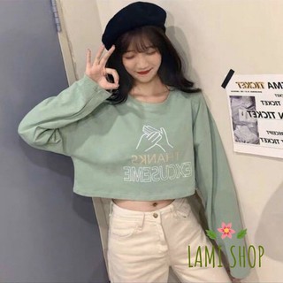Áo thun croptop tay dài Thanks Excuse Me