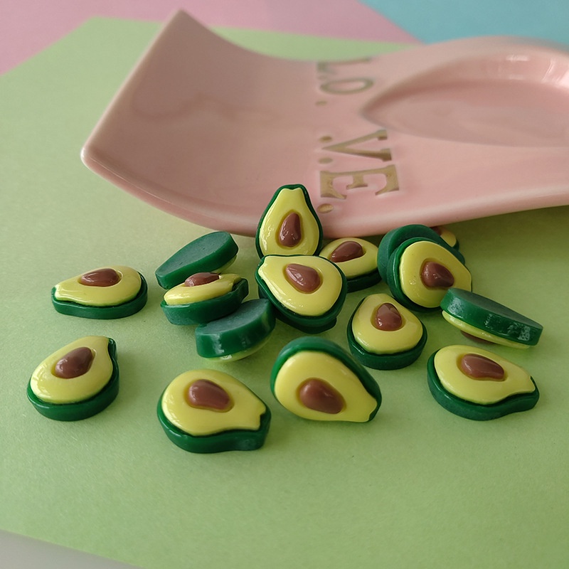 Bộ 10 phụ kiện trang trí điện thoại hình quả bơ bằng nhựa