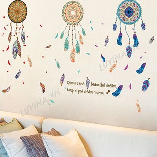 Decal dán tường trang trí phòng ngủ,quán cafe,văn phòng- Vòng may mắn thổ cẩm