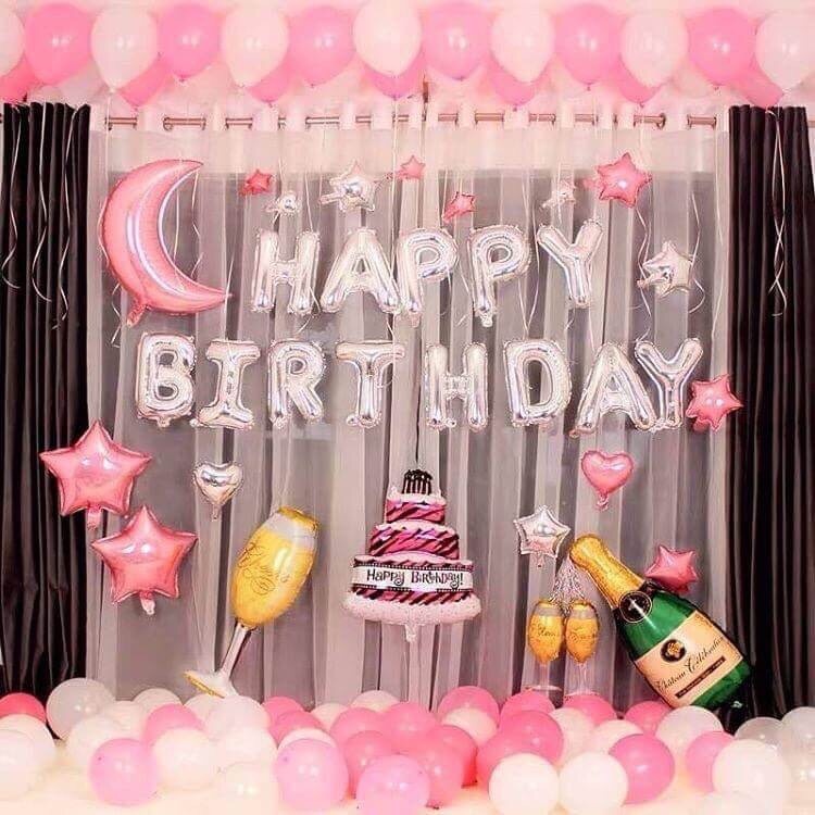 [Ảnh thật] Set trang trí sinh nhật bé gái TẶNG KÈM bơm bóng, keo dán tùy combo