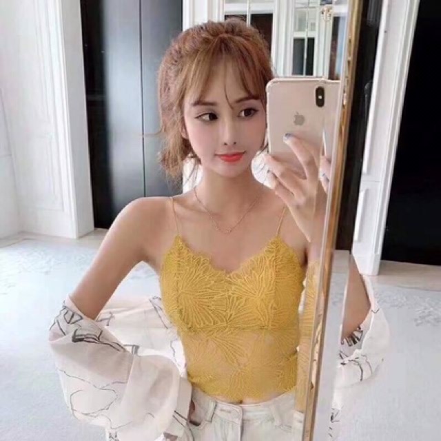 Áo bra dáng dài dây mảnh _ mẫu mới _co khe tháo mút