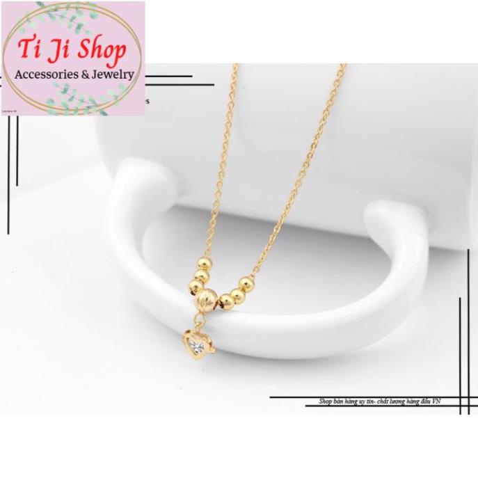 DÂY CHUYỀN NỮ INOX KIỂU TRÁI TIM MẠ VÀNG CÁCH ĐIỆU BI - siêu đẹp,
