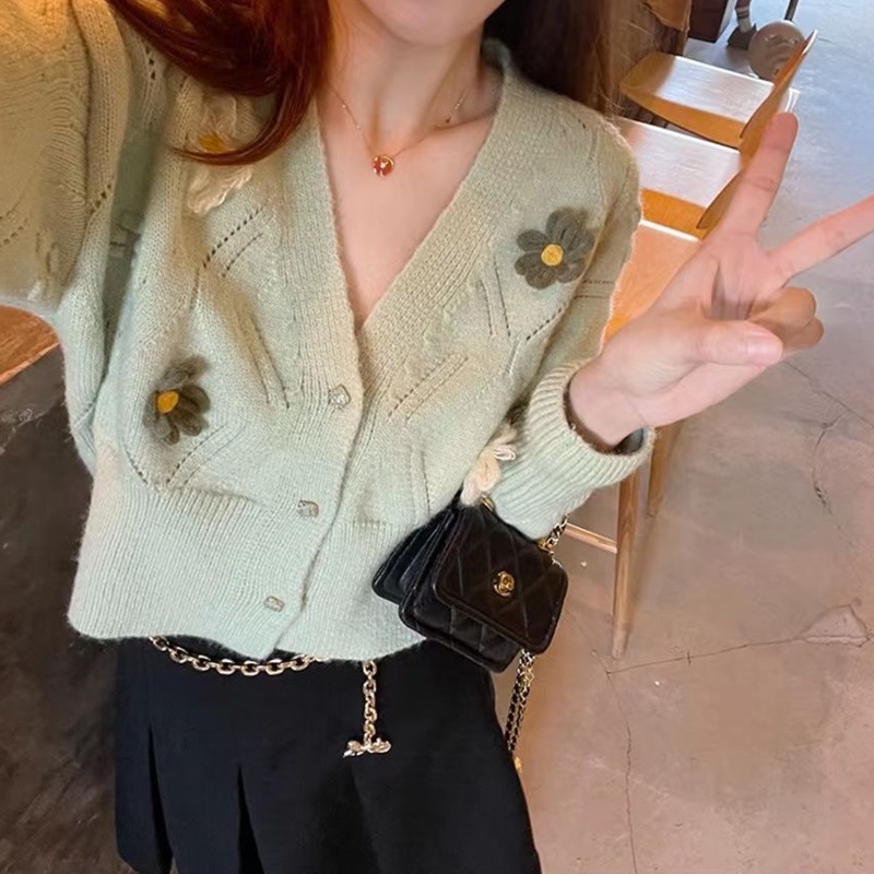 Áo Khoác cardigan Dệt Kim Cổ Chữ V Thời Trang Thu Đông Hàn Quốc Dành Cho Nữ