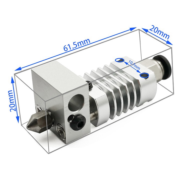 Đầu Phun Mk8 Bằng Kim Loại Cho Máy In 3d Cr-10 / Cr-10S / Ender-3S