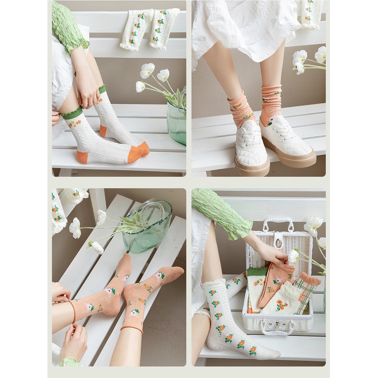 Vớ WAFNHA D29 cotton in họa tiết dễ thương xinh xắn dành cho bé gái