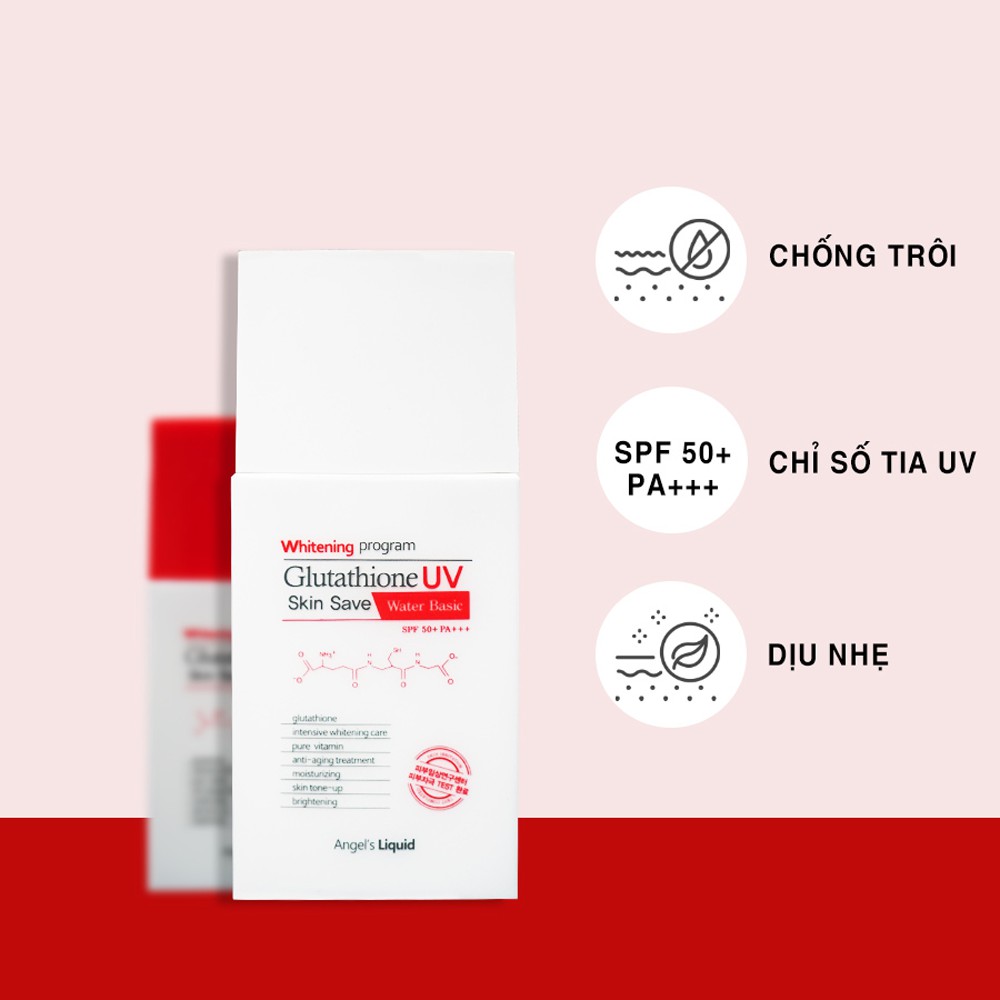 Kem chống nắng chống trôi Angel's Liquid Whitening Program Glutathione Uv Skin Save SPF50+ PA+++ 50ml