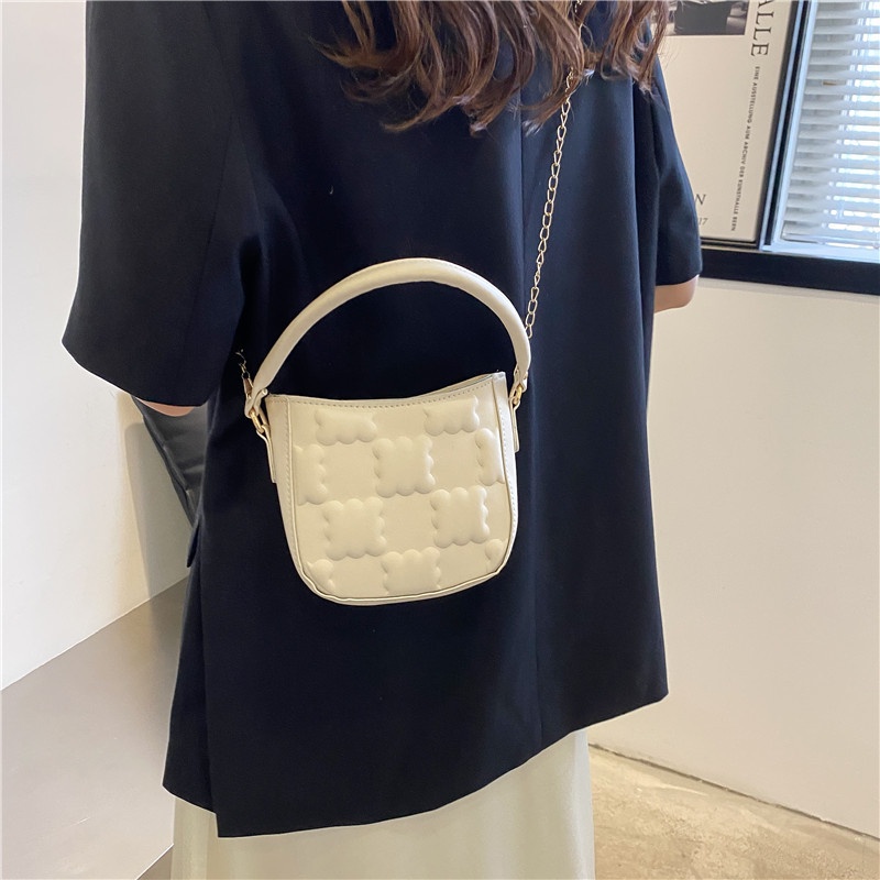 IELGY Túi Đeo Vai Hình Vuông Cỡ Nhỏ Họa Tiết Son Môi Phối Dây Xích Thời Trang Cho Nữ