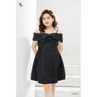 Đầm nhăn trễ vai nơ ngực 7 mảnh bigsize - 22sd21 -