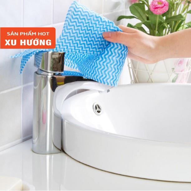 Cuộn khăn giấy vải cotton lau đa năng tiện dụng 50 tờ hoạ tiết nhiều màu có thể giặt được- Glow Asia