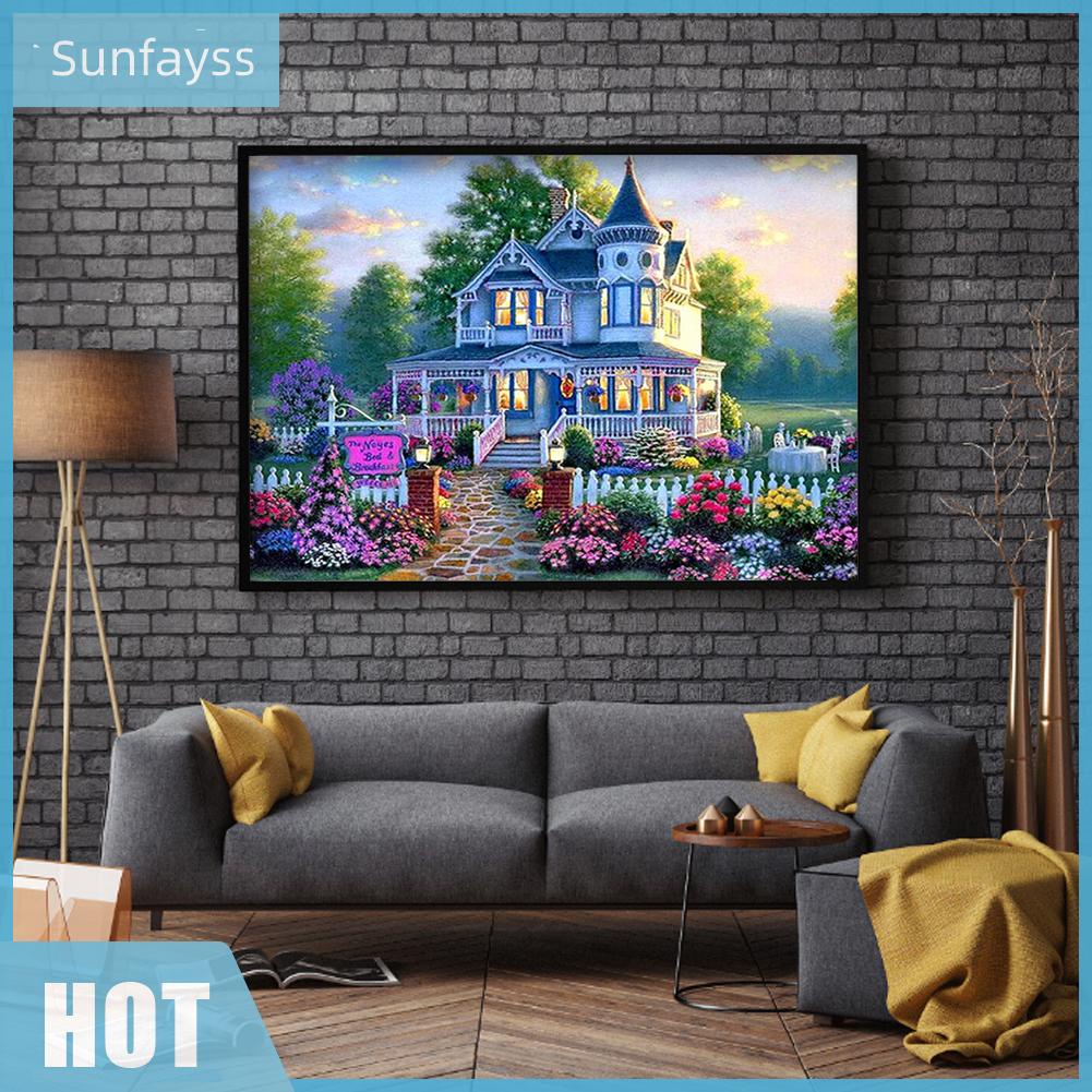 Bộ Tranh Thêu Chữ Thập Tự Làm Hình Phong Cảnh Trang Trí Sân Vườn