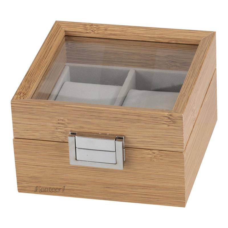 Hộp đựng đồng hồ bằng gỗ mềm có gương soi