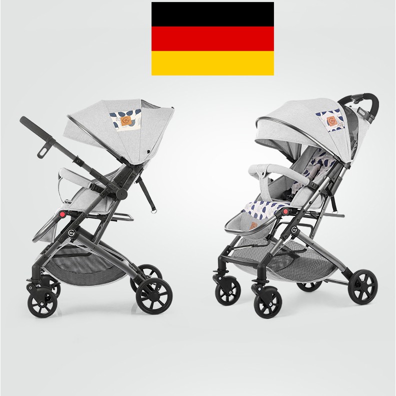 Xe đẩy gấp gọn 2 chiều 3 tư thế thương hiệu FLY thiết kế của Đức, siêu nhẹ với hơn 6kg (xám)