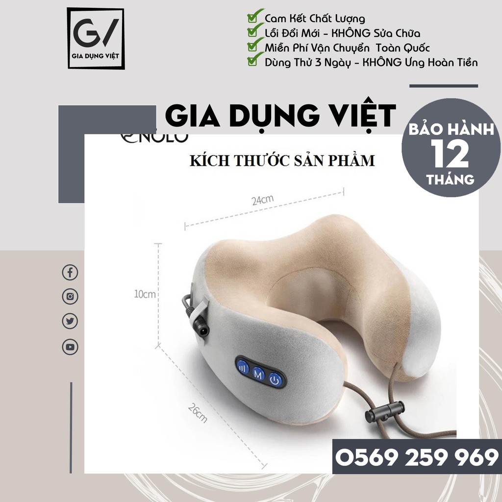 Gối Chữ U Tựa Cổ Chất liệu Cao Su Non Có Chức Năng Massage 3 Chế Độ Nguồn Pin Sạc