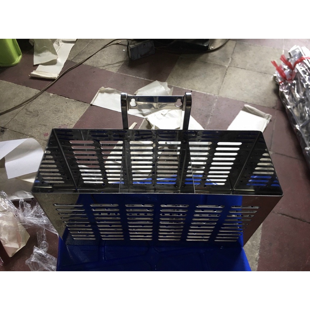 Ống đũa vuông inox 304, khay để đũa 2 ngăn, 3 ngăn - hàng không rỉ sét