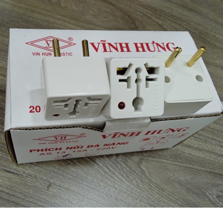 Ổ cắm nối chuyển đổi đa năng phi 5, 2 chấu vào và 3 chấu ra có đèn báo. Hàng chính hãng