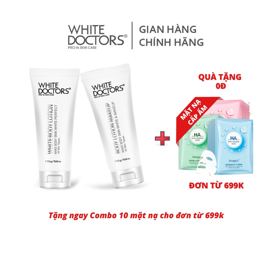 Bộ đôi White Doctors dưỡng trắng toàn thân ngày và đêm (Body Lotion Makeup 170g và White Body Lotion 170g)