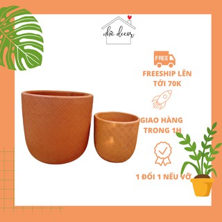 Chậu trồng cây chậu đất nung đan xoắn 2 size nhỏ và vừa trồng cây cảnh, trồng sen đá ship 1h hỏng 1 đổi 1