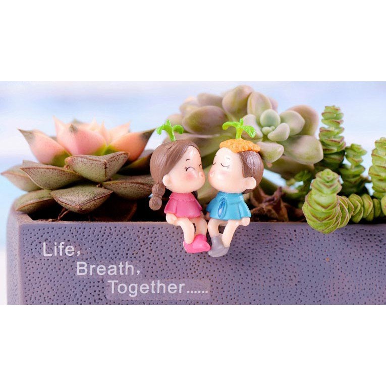 |FREESHIP| CẶP ĐÔI MẦM CÂY - Phụ kiện trang trí cây xanh để bàn làm việc, mô hình trang trí cho bể cá, tiểu cảnh