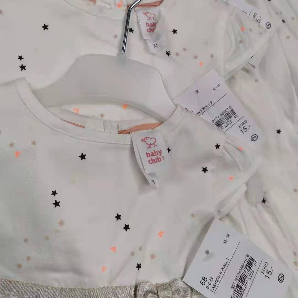 Đầm trắng xuất dư xịn họa tiết tim và sao nhí đáng yêu cho bé gái