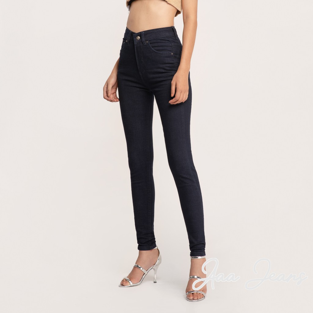 Quần Bò Nữ Cạp Cao Ôm Dáng Skinny Xanh Đậm Aaa Jeans | BigBuy360 - bigbuy360.vn