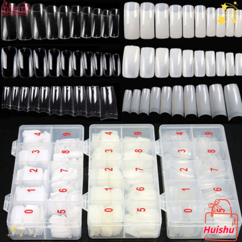 Set 500 Móng Tay Giả Màu Trắng Trong Suốt Tự Nhiên