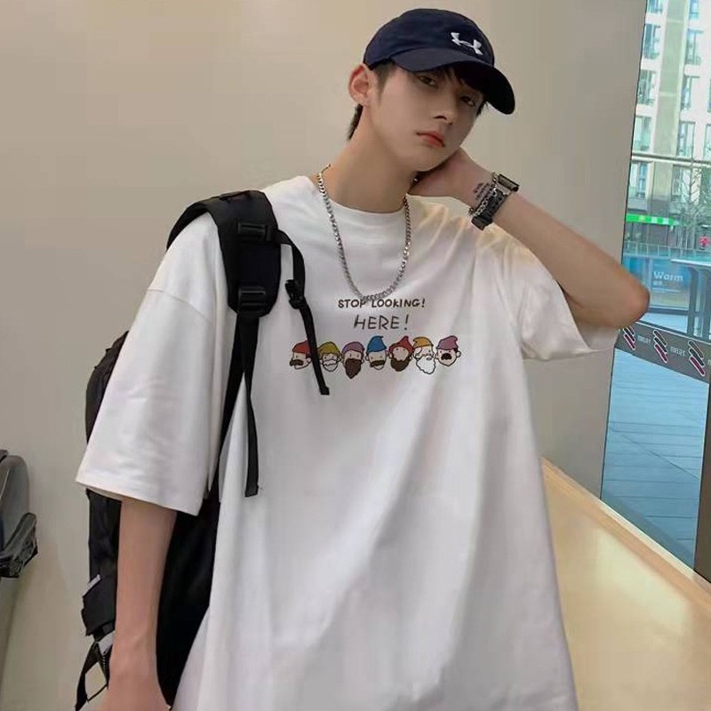 Áo thun cotton form rộng thoáng mát in hình 7 chú lùn dễ thương