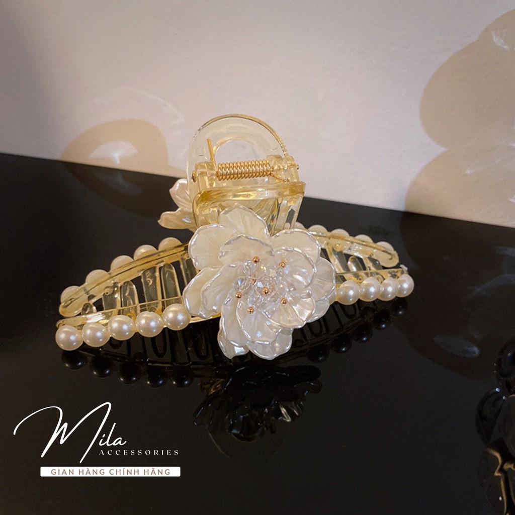 Kẹp tóc nữ Hàn Quốc nơ hoa MILA KT101 ❤️HOT TREND❤️ hạt trai trắng trẻ trung cá tính thời thượng Mila Accessories