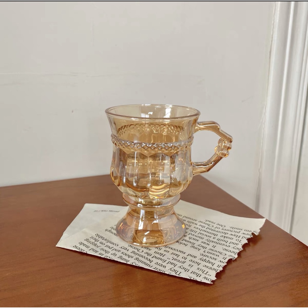 Ly Thuỷ Tinh Amber Phong Cách Vintage Cốc Thuỷ Tinh Minhome Giá Rẻ