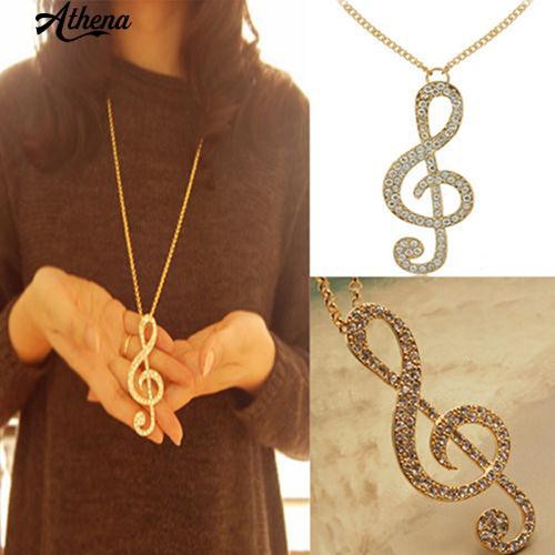 Vòng cổ MặT HìNh NốT NhạC ĐíNh Kim Cương Giả ThờI Trang Cho Nữ