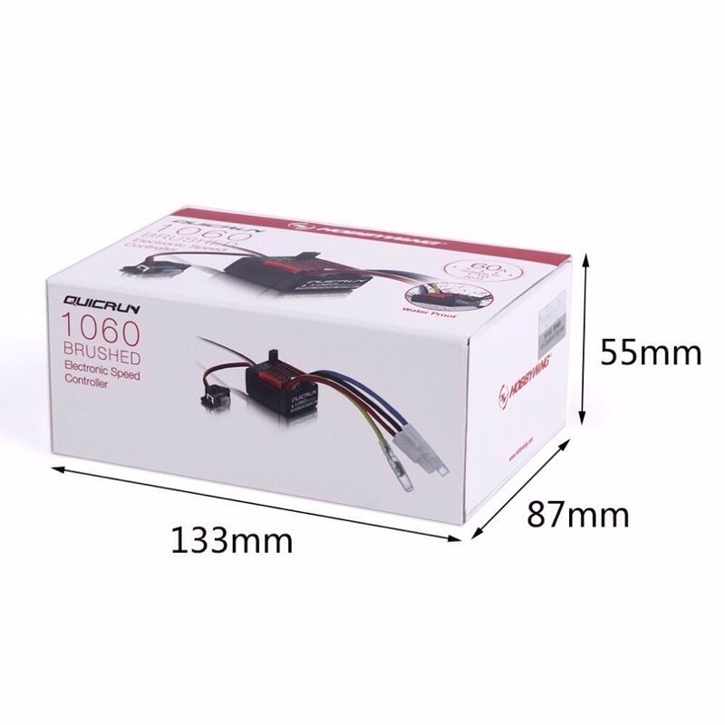ESC 1060 60A  HOBBYWING QUICRUN có chổi than chống nước cho xe điều khiển từ xa.