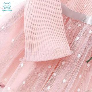 Đầm Bé Gái Tay Dài Phối Lưới