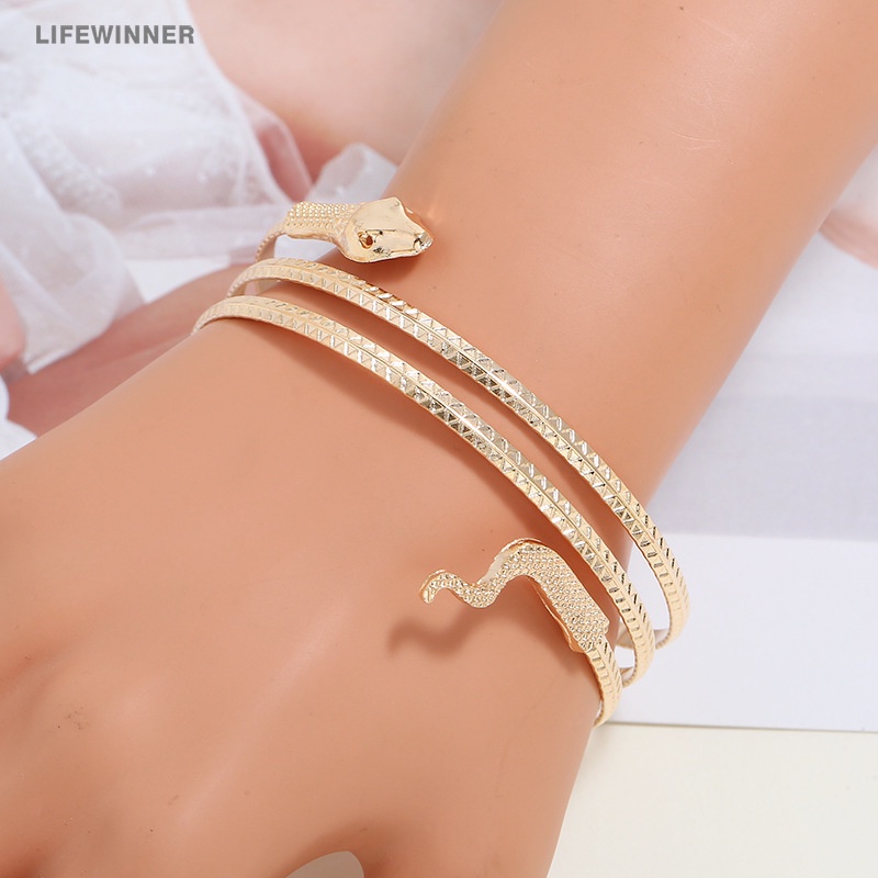 Vòng Tay Dạng Hở Mạ Vàng / Bạc Khắc Hình Rắn Thời Trang Cho Nữ