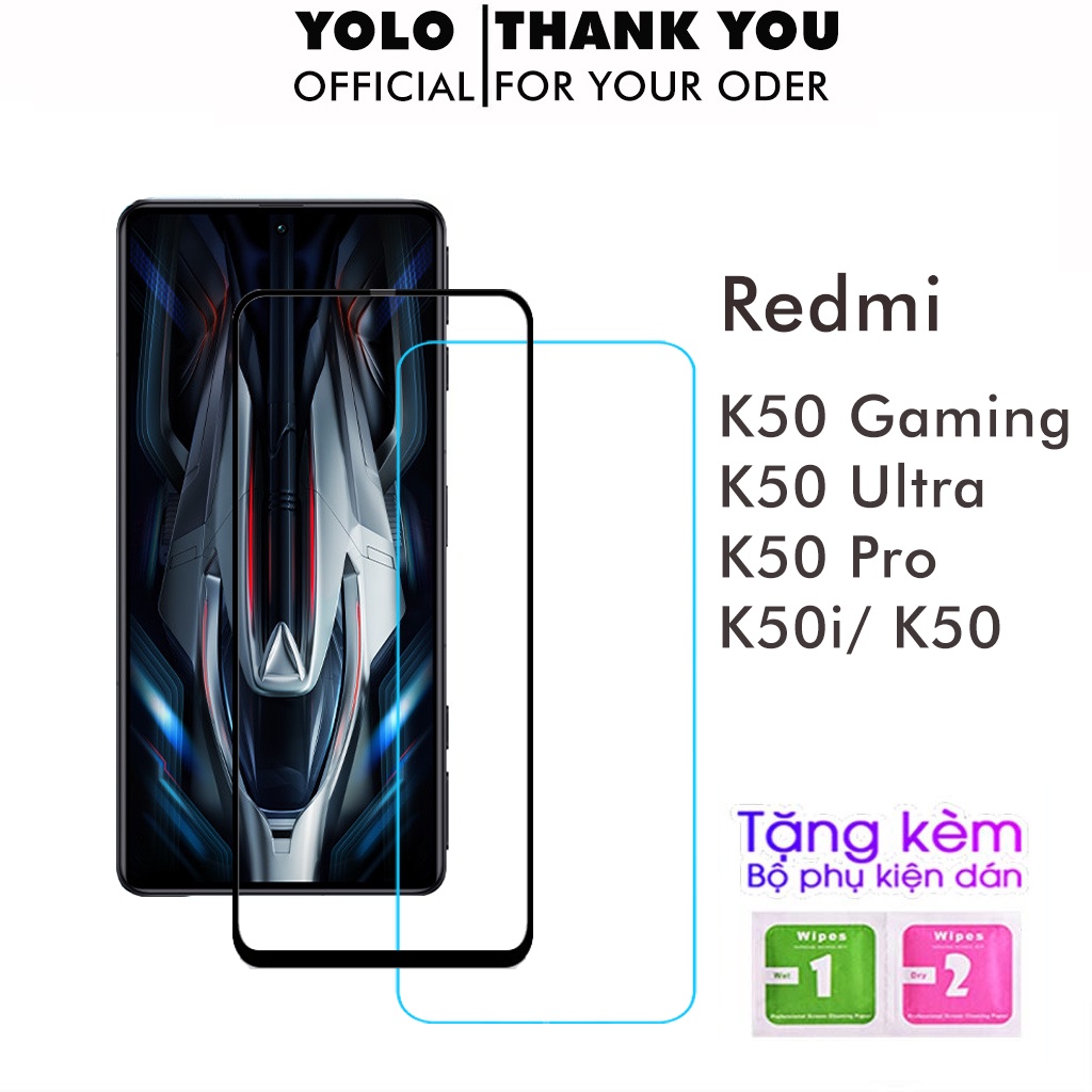 Kính cường lực Redmi K60 Pro K50 Gaming K50 K50i K50 Pro K50 Ultra full màn độ bền cao tặng kèm khăn lau Kính [9D]