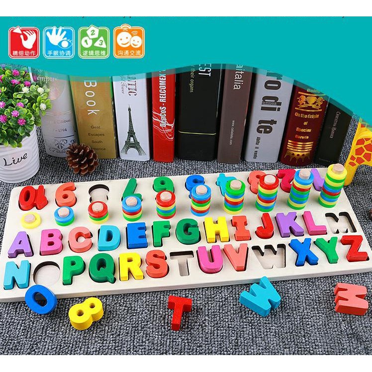 Bộ logic 4 dòng Montessori học đếm và chữ