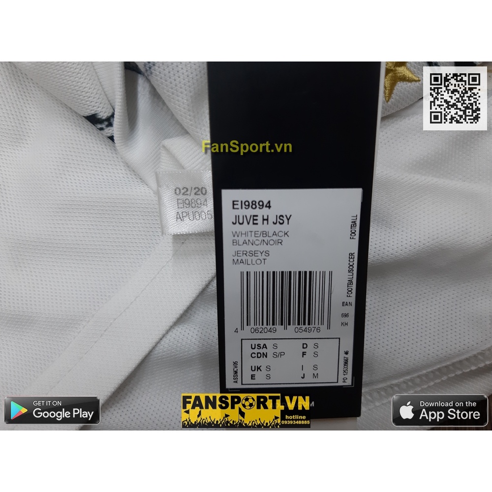 Áo đấu cầu thủ bóng đá Cristiano Ronaldo 7 Juventus 2020-2021 home black white shirt jersey BNWT adidas EI9894 CR7 S