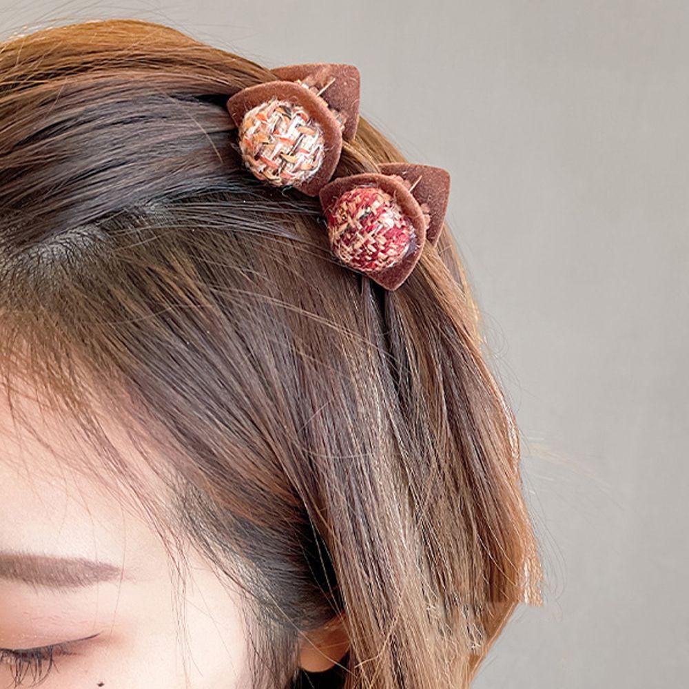 Kẹp Tóc Mini Hình Tai Mèo Bằng Lông Nhung Mềm Mại Phong Cách Hàn Quốc
