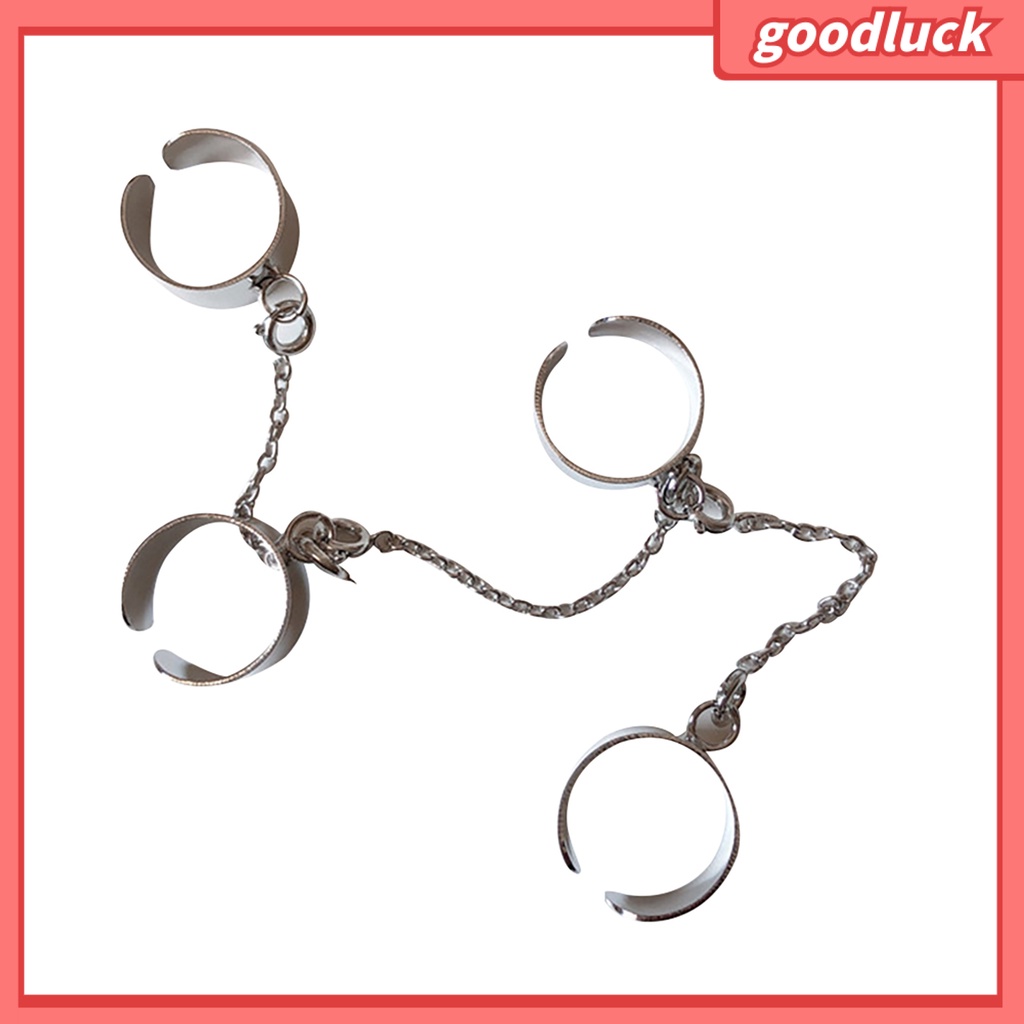 Nhẫn phối dây mắt xích nối phong cách Punk sành điệu cá tính