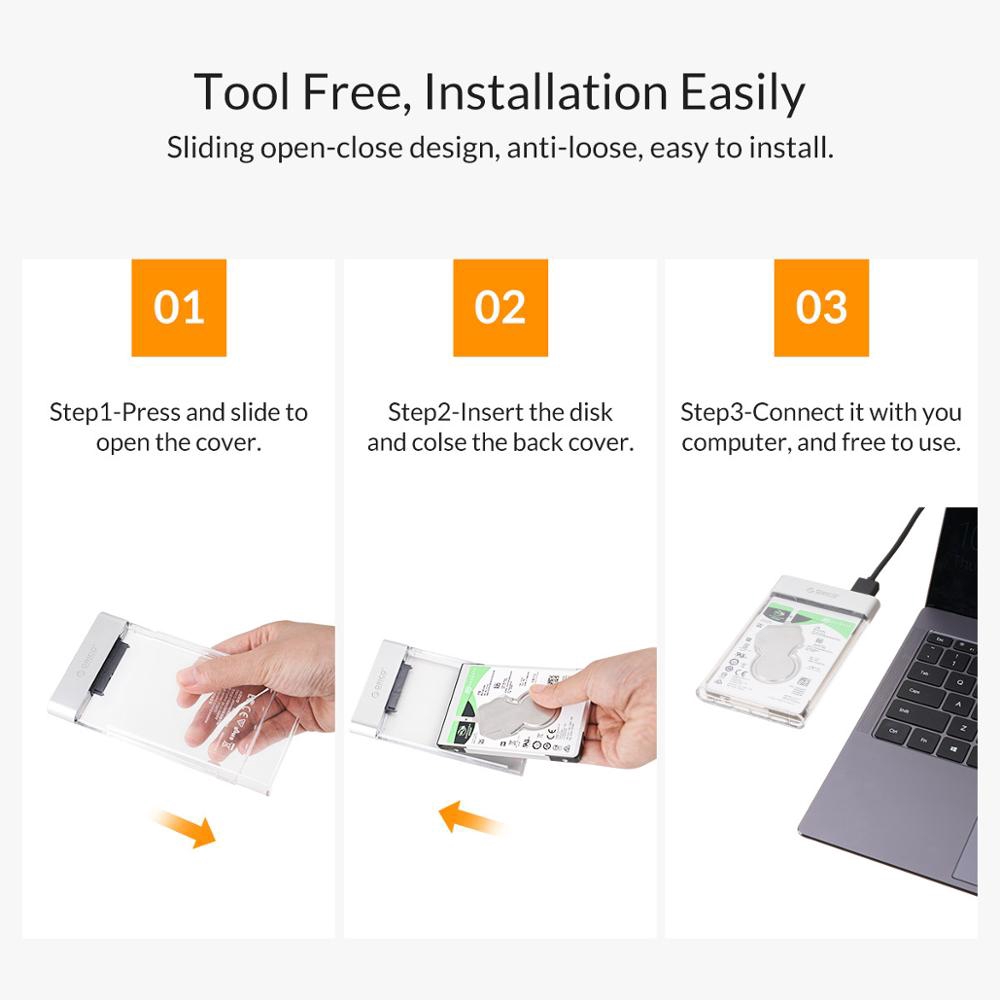 Hộp đựng ổ cứng ORICO 2139U3 trong suốt dành cho ổ cứng SATA HDD SSD 4TB USB 3.0 2.5" 2/4TB 5Gbps
