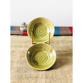 Dĩa gốm vàng